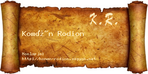 Komán Rodion névjegykártya